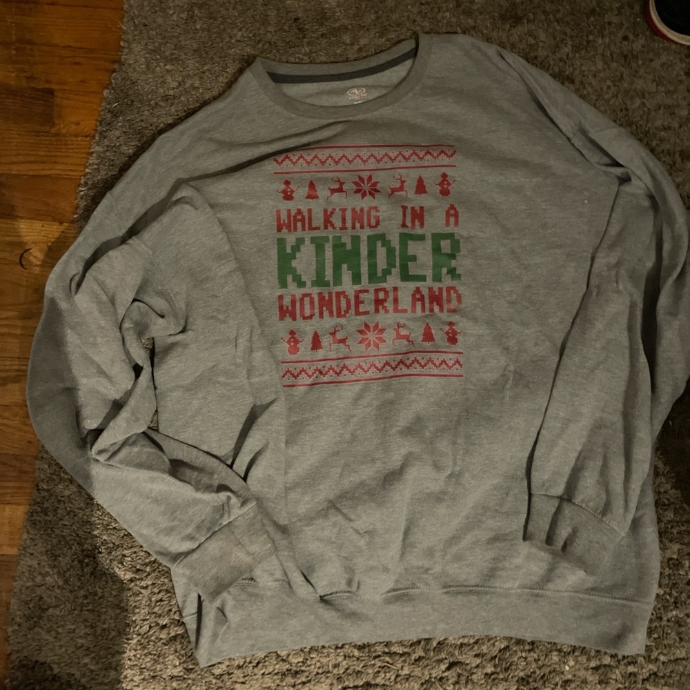 Athletic Works Gray Festive Crewneck Sweater